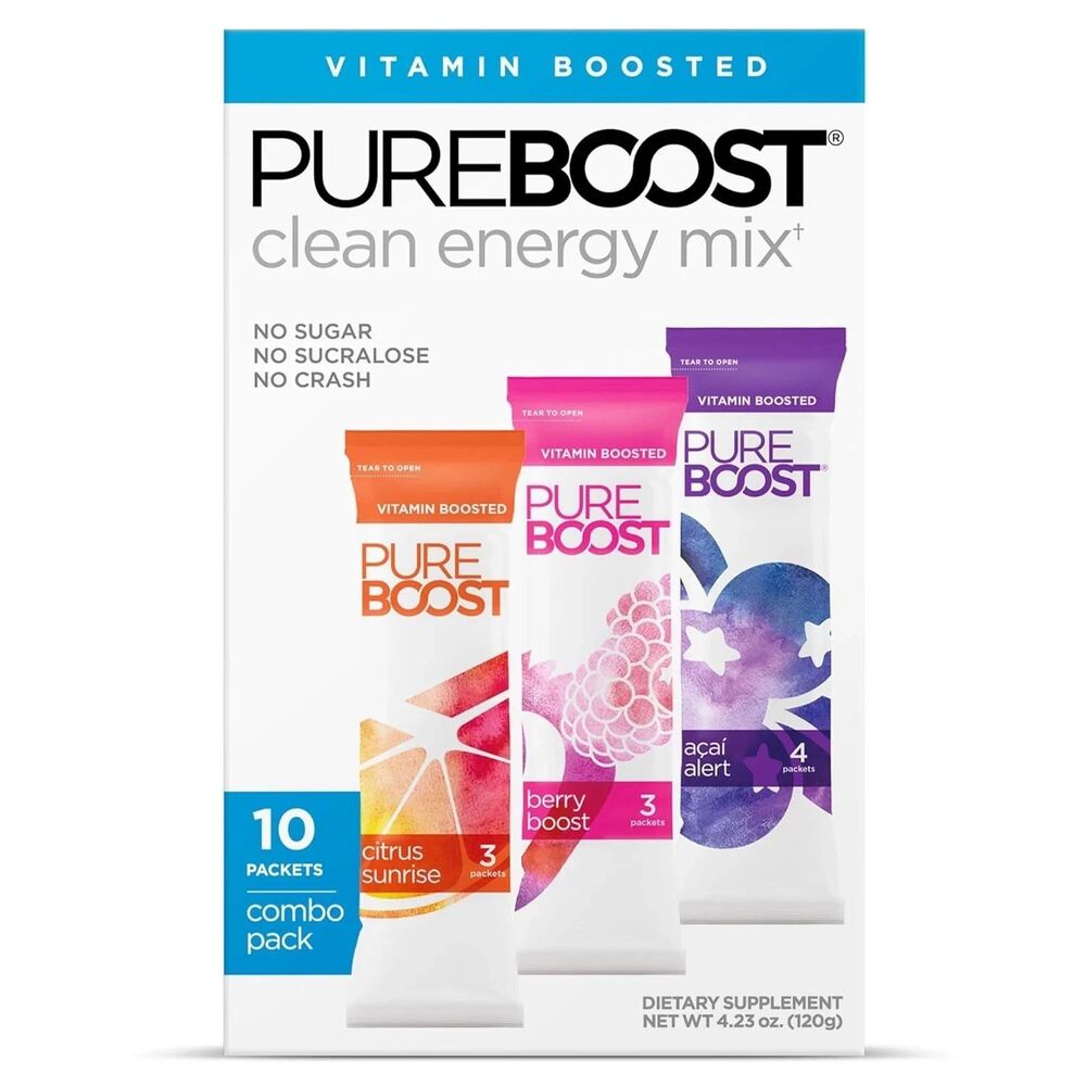 Pureboost Clean Energy Booster, Refreshing Energy Drink Mix with B12 Vitamins, E